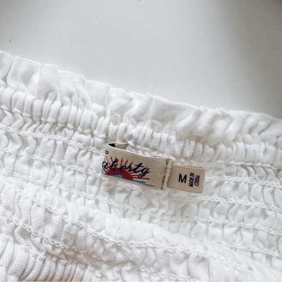 NEW Faherty Women’s Frankie Puff Sleeve Smocked Top White - Picture 4 of 7